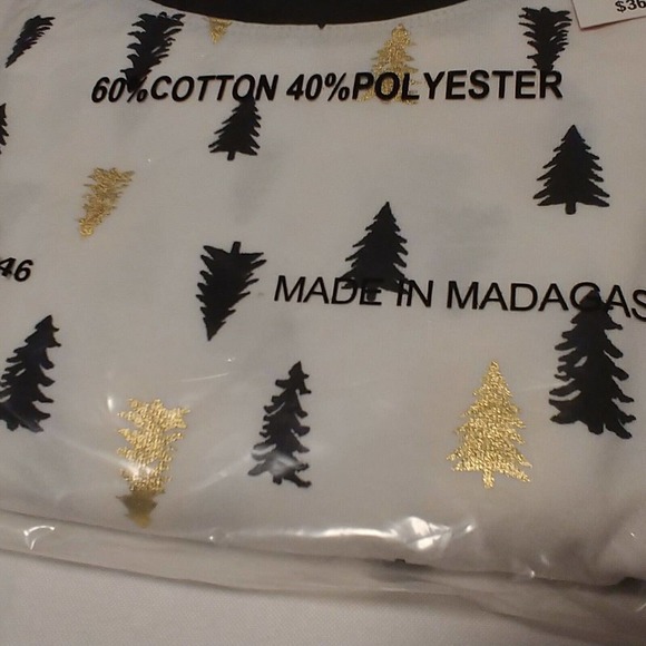 Family PJ's Womens Pajamas White Size Small Trees Top Pants Holiday Christmas - Picture 4 of 7